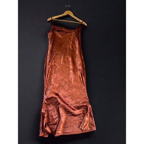 Vintage Satin Slip Prom Dress Womens Medium Cowl Neck Maxi Whimsigoth - Picture 11 of 16